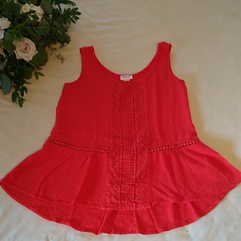 Red dressy  flare shirt.